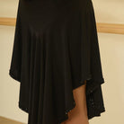 Black asymmetric flounce hem on a Latin dance dress