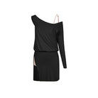 Black one shoulder Latin salsa dance dress, product view