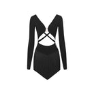 Black long sleeve fringe Latin dance dress, product view