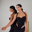 Black sweetheart Latin dance dress, front view