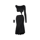 Black asymmetric Latin salsa dance set, product view