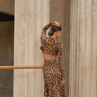 Leopard long sleeve dance dress, back view