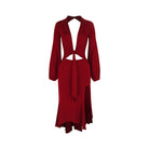 Burgundy long sleeve Latin salsa dance dress, product view