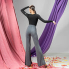 Grey Latin dance practice trousers, back view