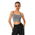 Black pleated Latin salsa dance pants with button tab waist, close view