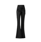 Black skirted flare Latin salsa dance pants with knot front