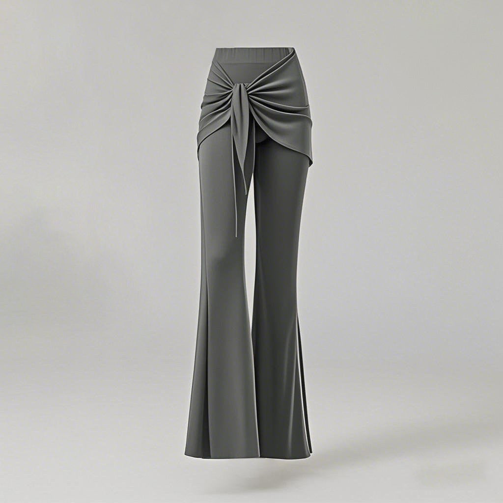 Grey skirted flare dancesport practice trousers