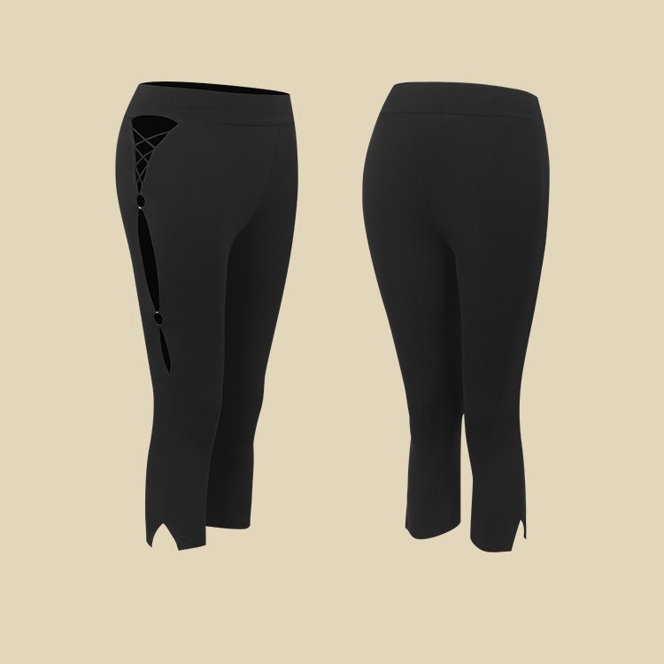 Black dance capris, side and back product view