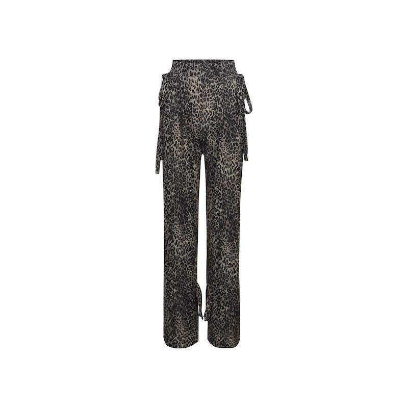 Grey leopard wide leg dance pants, product view