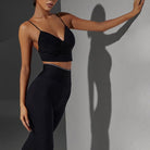 Black Latin dance leggings, side view