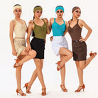 Beige, black, white and brown tiered fringe dance skirts