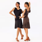 Black ruffle hem Latin dance skirt, back view
