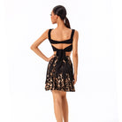Leopard fringe dance skirt, back view