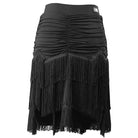 Black ruched layered fringe skirt, product view