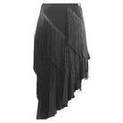 Black asymmetric fringe skirt, product view