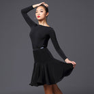 Black godet flare dance skirt, full view