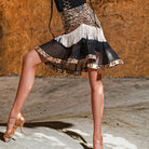 Leopard mesh ruffle Latin dance skirt in motion