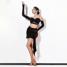 Black flower sash dance skirt, full view