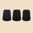 Navy Blue, Black ruched ruffle Latin dance skirt, flat lay of both colours