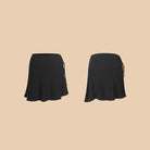 Black beaded hem Latin dance skirt, flat lay front and back
