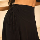 Black beaded hem skirt, close-up of the side drawstring