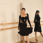 Black velvet waist skirt, front view
