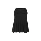 Black velvet waist Latin dance skirt, flat lay