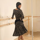 Leopard velvet waist skirt, back view