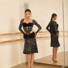 Leopard velvet waist skirt, front view at the barre