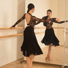 Black sheer mesh skirt, back view in the mirror