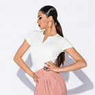 White short sleeve Latin practice top, side view