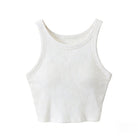 White racerback padded crop top, product view