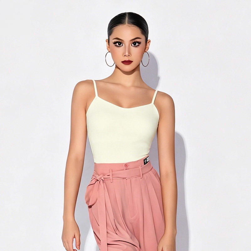 White padded cami Latin dance top for women