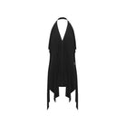 Black halter drape Latin dance tunic top, flat lay