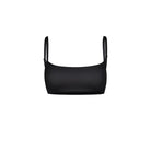 Black bandeau Latin dance bra top, flat lay