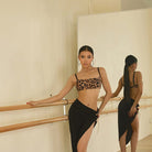 Leopard bandeau bra top, front view