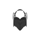 Black fringe halter Latin dance top, flat lay