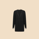 Black oversized long sleeve dance tunic top, flat lay