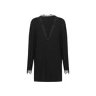 Black oversized long sleeve dance tunic top, flat lay