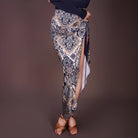 Close view of the paisley skirt high slit