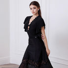 Ballroom Dance Leotard Twist Front Flutter Sleeve Bodysuit, view 2