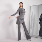 Flared Latin Dance Pants High Waist Bell Bottom Practice Trousers, view 14