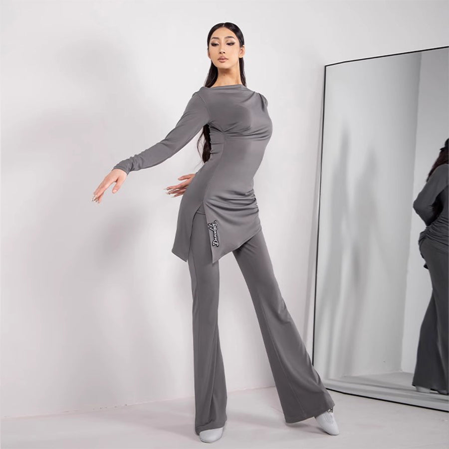 Flared Latin Dance Pants High Waist Bell Bottom Practice Trousers, view 14