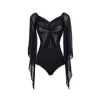 Ballroom Dance Leotard Chiffon Angel Sleeve Sweetheart Bodysuit, view 2