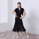 Ballroom Dance Leotard Twist Front Flutter Sleeve Bodysuit, view 3