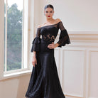 Ballroom Dance Leotard Mesh Yoke Double Flounce Sleeve Bodysuit, view 4