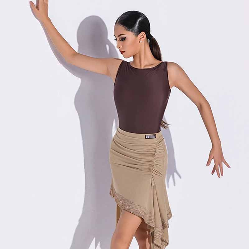 Latin Dance Leotard Boat Neck Sleeveless Practice Bodysuit, view 8