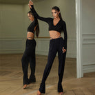 Straight Leg Latin Dance Pants Elastic Waist Cotton Practice Trousers, view 2