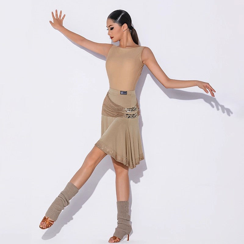 Latin Dance Leotard Boat Neck Sleeveless Practice Bodysuit, view 4