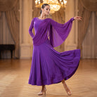 Ballroom Dance Dress Draped Sash Shoulder Rhinestone Mermaid Dress